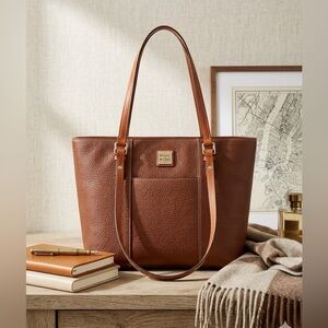Dooney & Bourke Brown Pebbled Leather Lexington Tote